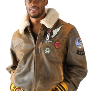 Pelle Pelle Brown Aviator Fur Collar Jacket