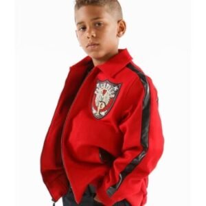 Kids Red and Black Leather Jacket