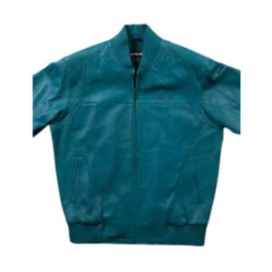 Leather Basic Blouson Sea Green Jacket