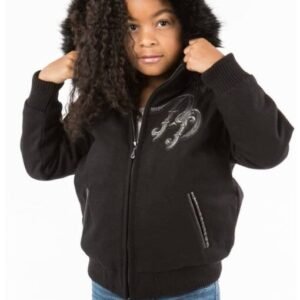 Kids Black Hooded Jacket