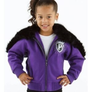 Kids Purple Fur Wool Jacket