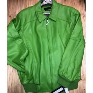 Green Basic Leather Jacket